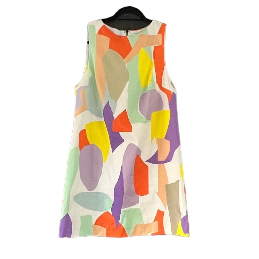 Alice + Olivia abstract pastel colorful paint stroke Spring shift mini dress